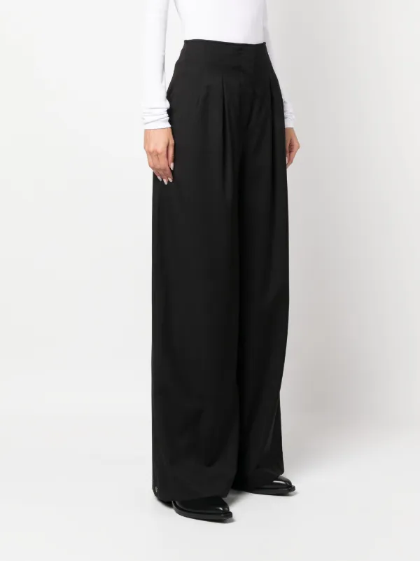 REMAIN high-waisted Pleated wide-leg Trousers | Black | FARFETCH SG
