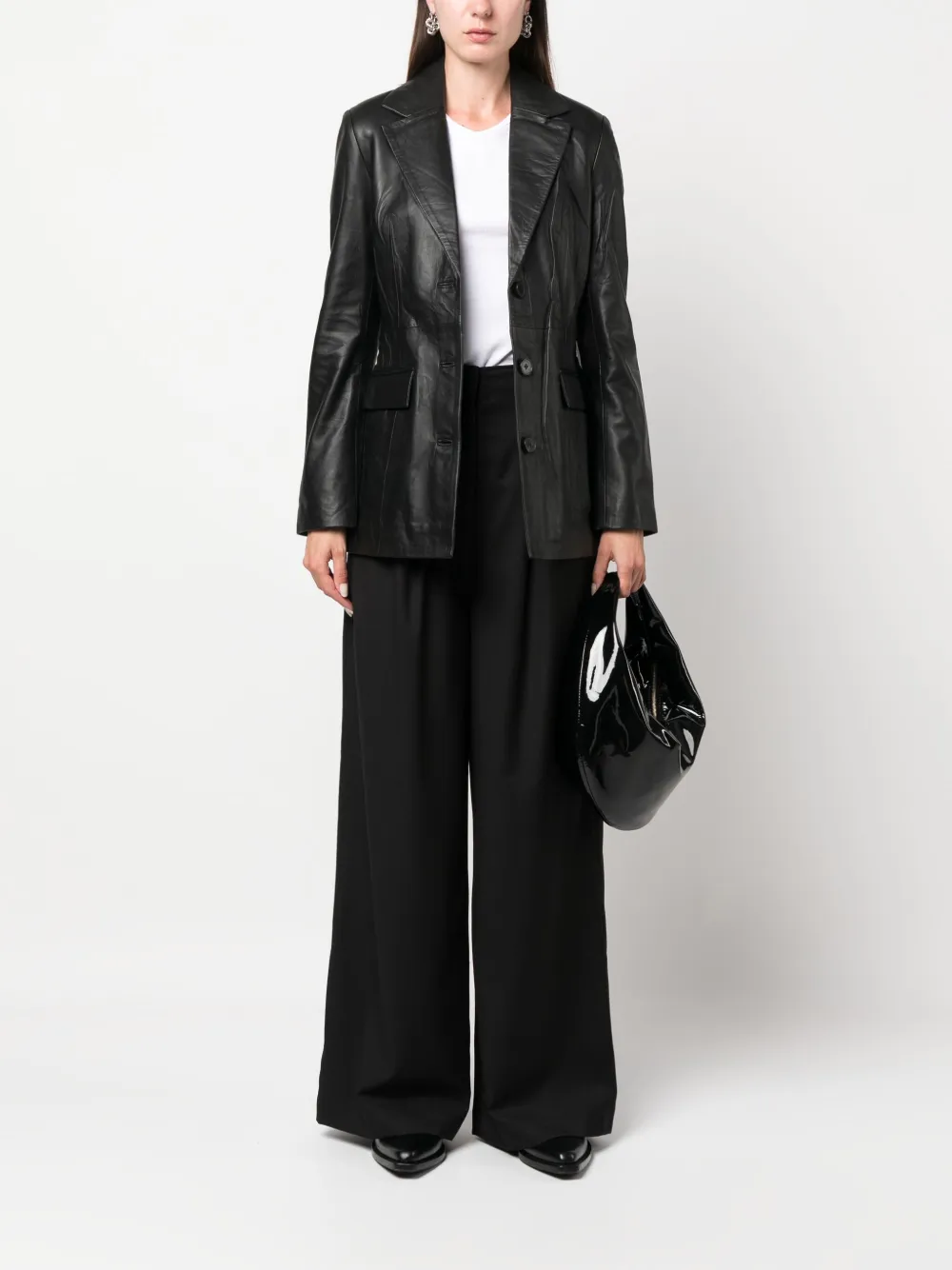 Shop Remain High-waisted Pleated Wide-leg Trousers In Black