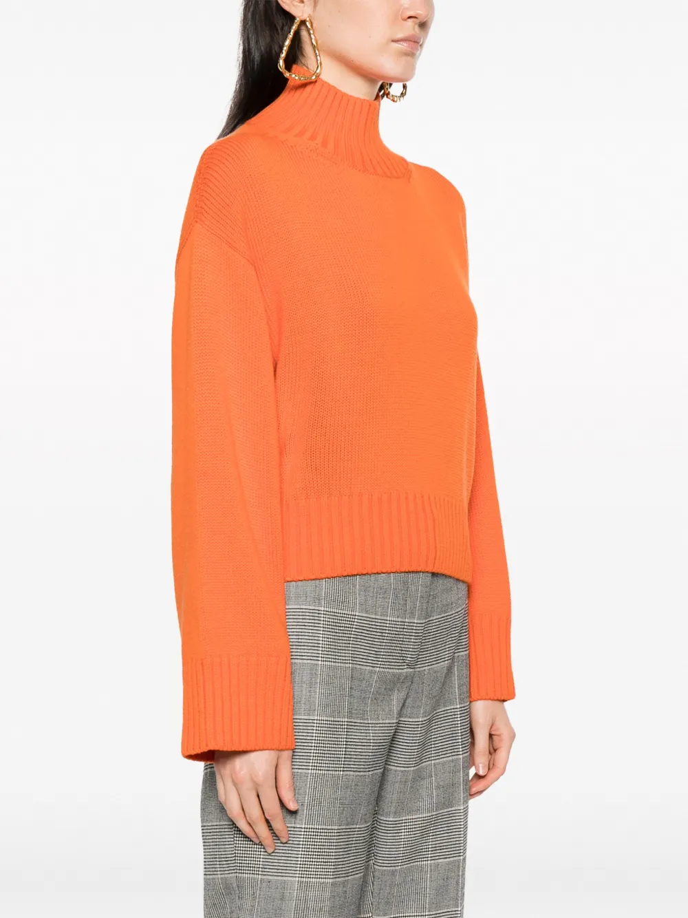 Shop Fabiana Filippi High-neck Ribbed-knit Jumper In Orange