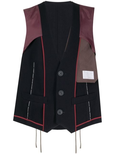 Kolor patchwork-design wool vest