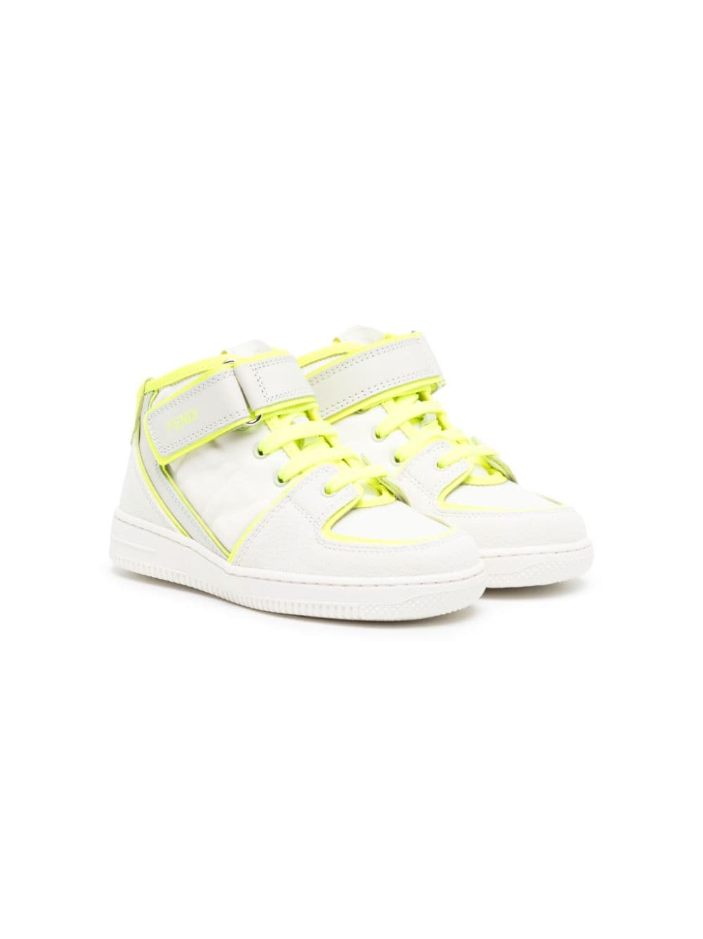 Fendi Kids' Contrast-trim Panelled Suede Sneakers In White