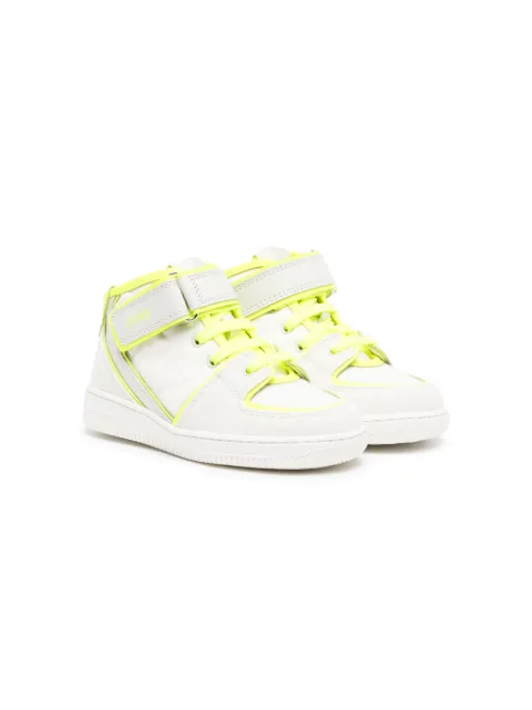 Fendi Kids contrast-trim panelled suede sneakers