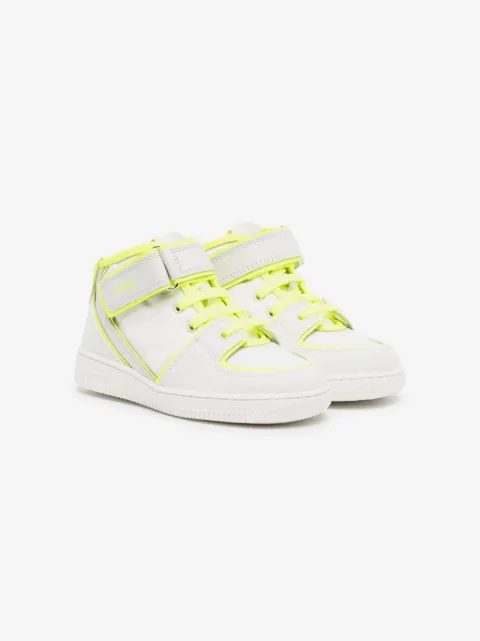 Fendi Kids contrast-trim panelled suede sneakers