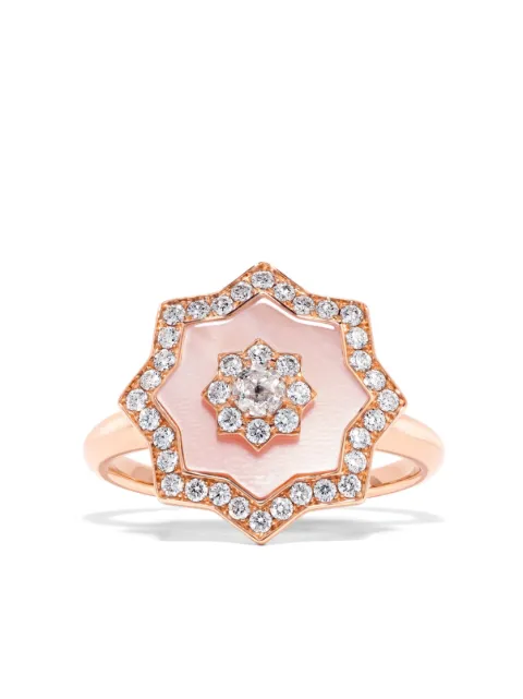 David Morris 18kt rose gold Astra mother-of-pearl and white ring