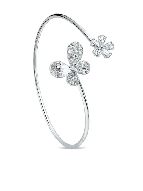 Bracelet jonc en or blanc 18ct pavé de diamants - David Morris - Modalova