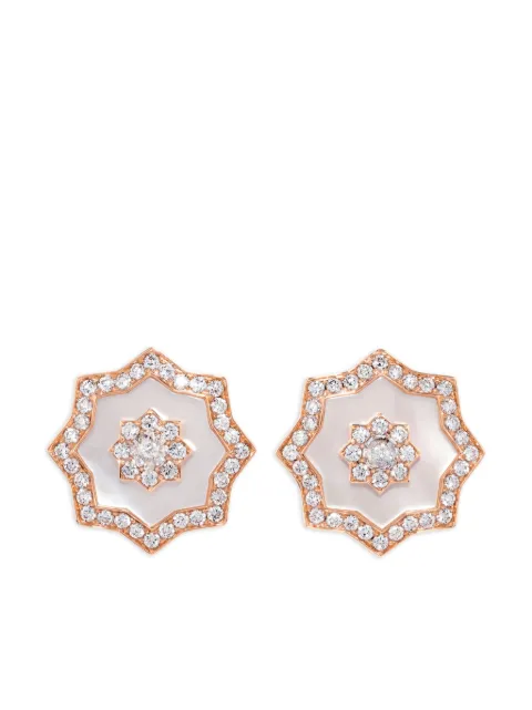 David Morris aretes Astra en oro rosa de 18kt con madreperla y diamante