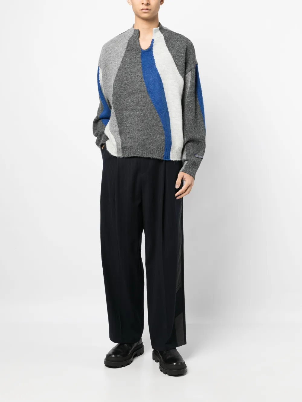 Ader Error Brushed-effect Drop Shoulder Jumper In 灰色