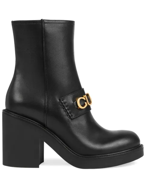 Gucci logo-plaque leather boots