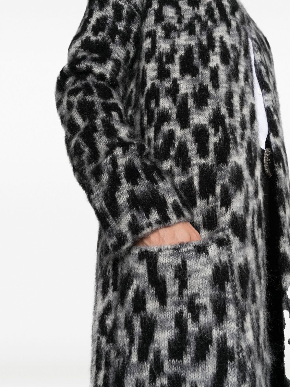 Shop Zadig & Voltaire Leopard-print Cardigan Coat In Grey