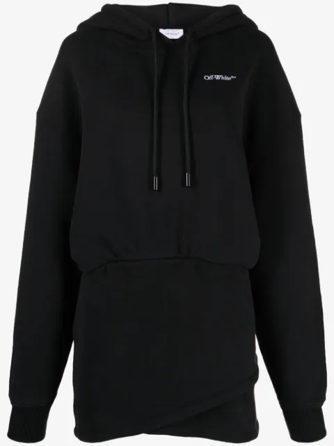 Off-White skjortekjole med broderet logo og hætte