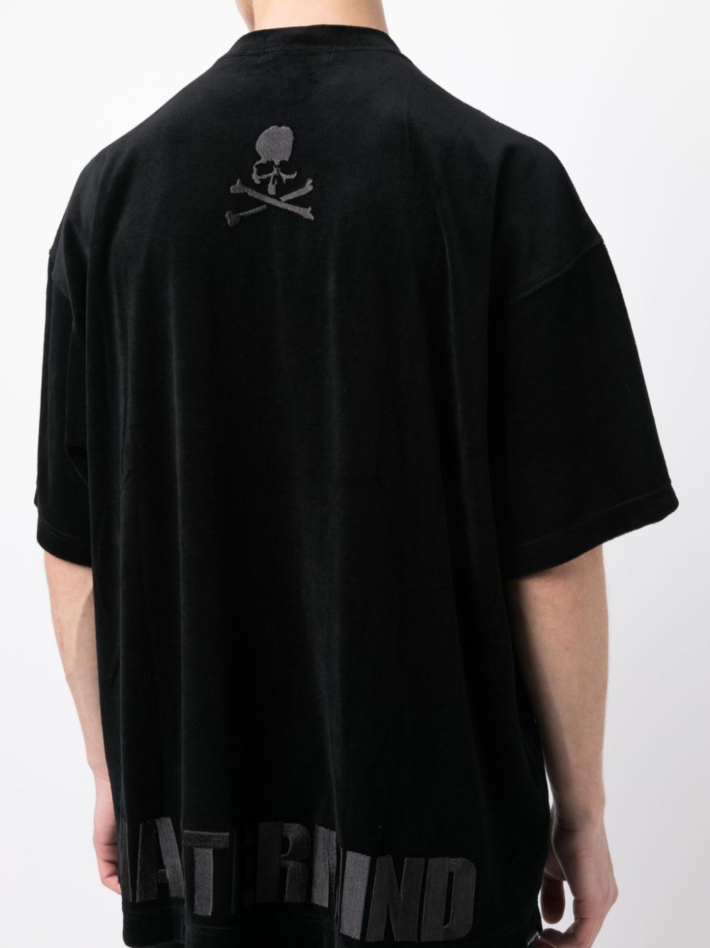 Shop Mastermind Japan Logo-embroidered Velour T-shirt In Black