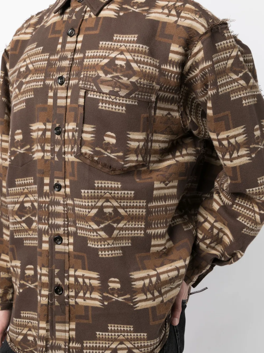 Shop Mastermind Japan Chimayo Jacquard Cotton Shirt In Brown