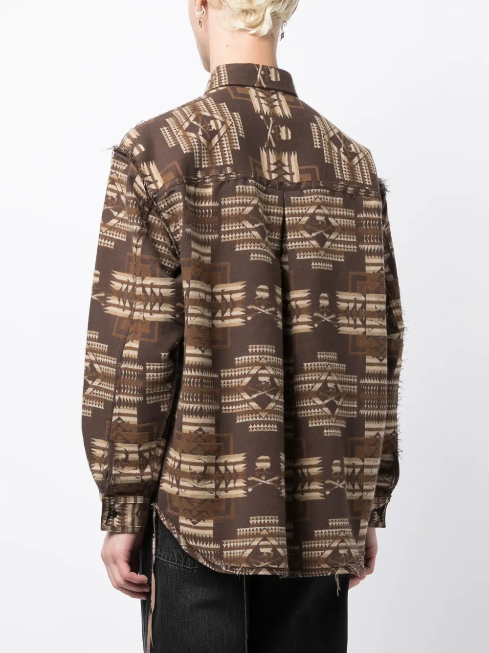 Shop Mastermind Japan Chimayo Jacquard Cotton Shirt In Brown