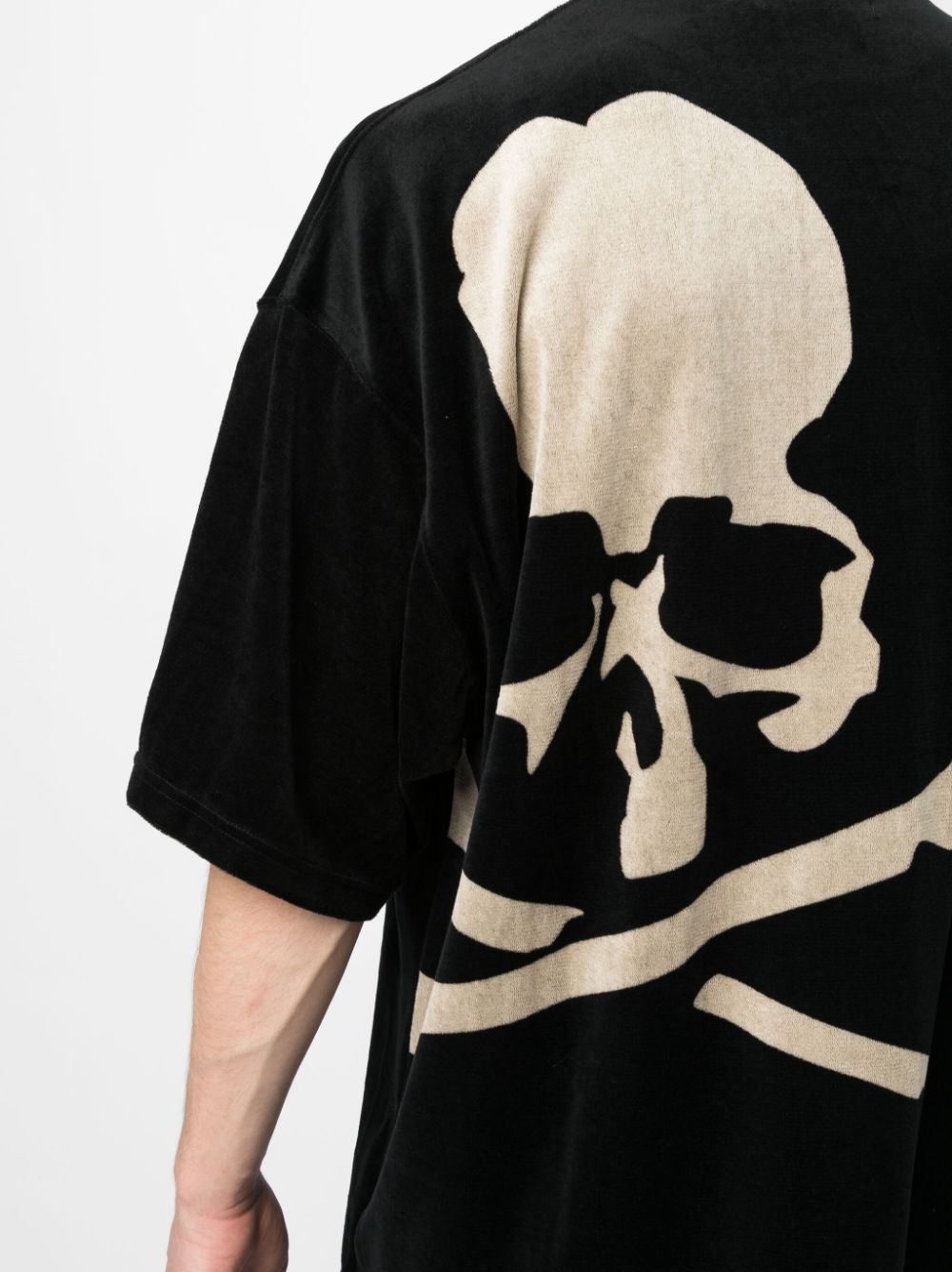 Shop Mastermind Japan Skull-print Velour T-shirt In Black