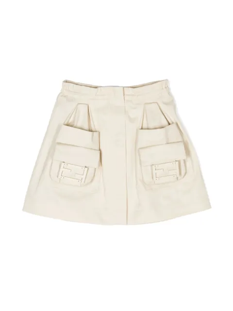 Fendi Kids FF logo-plaque pleated skirt