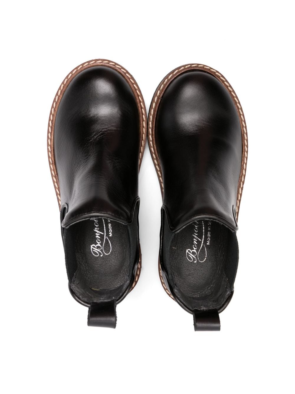 Shop Bonpoint Round-toe Leather Boots In Black