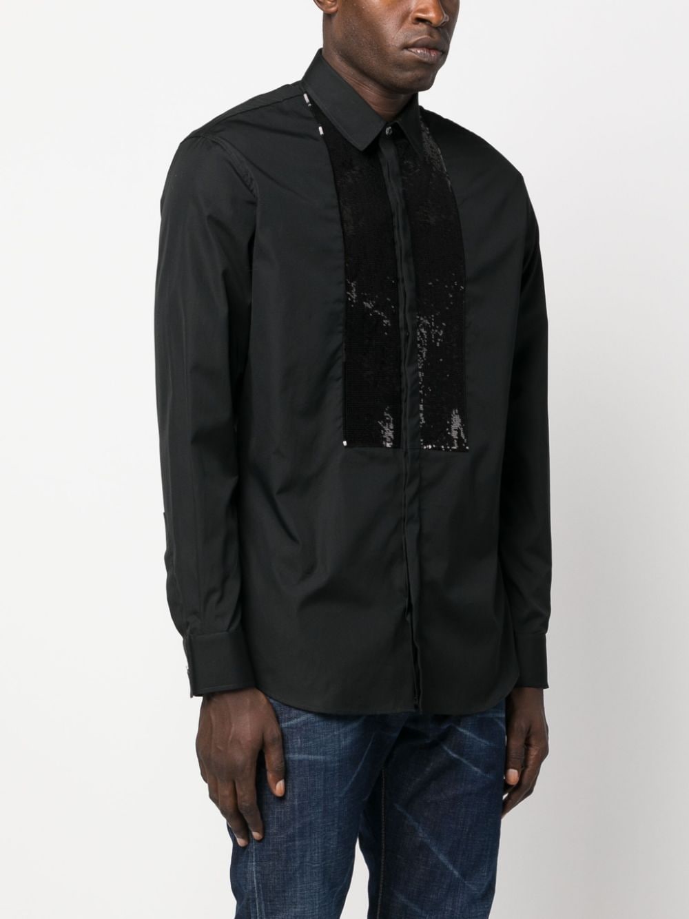 Shop Dsquared2 Sequin-detailing Cotton Shirt In Black