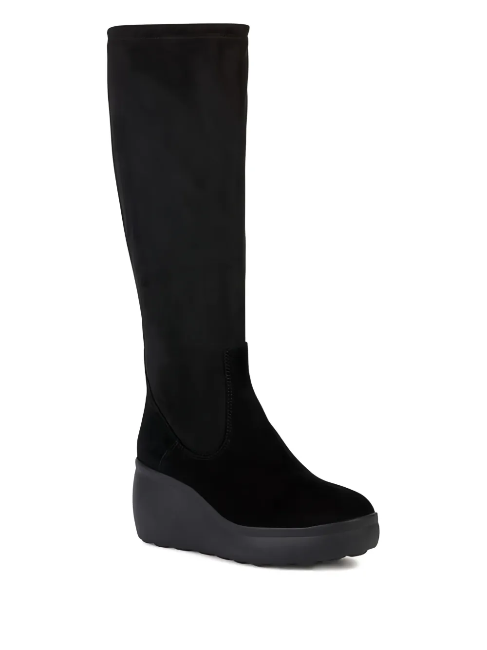 Geox wedge-heel knee-high boots Black