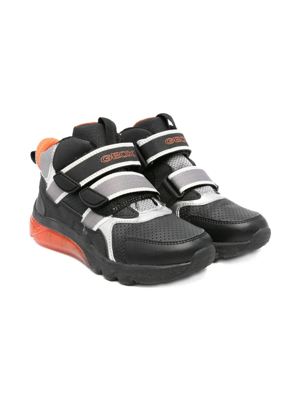 Geox Kids Ciberdron strap-detail perforated boots Black