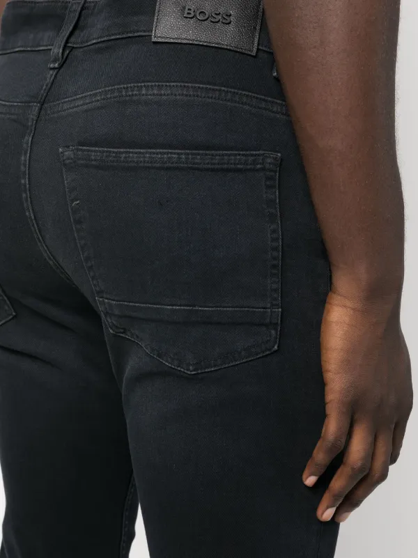 BOSS mid-rise tapered-leg Jeans Black FARFETCH IN