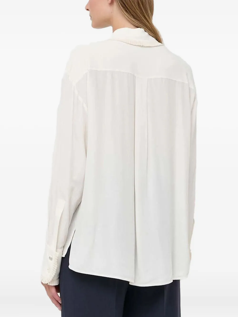 BOSS pleated-frill shirt - Wit