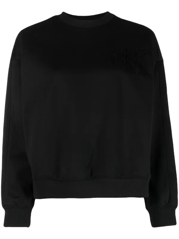 Calvin Klein Jeans Dropped Shoulder Jumper Black FARFETCH NZ