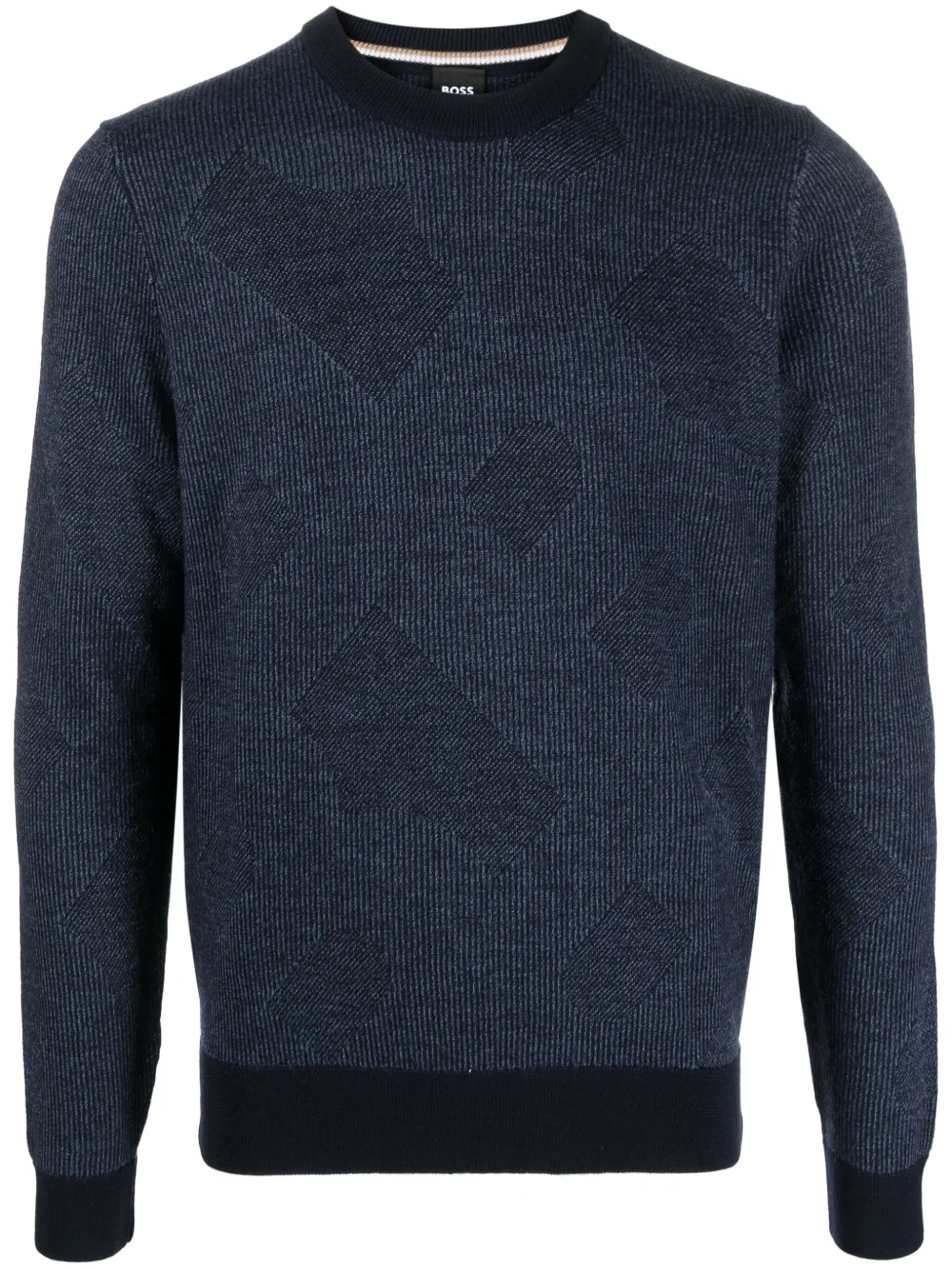 Hugo Boss Crew-neck Virgin Wool Jumper In Blue