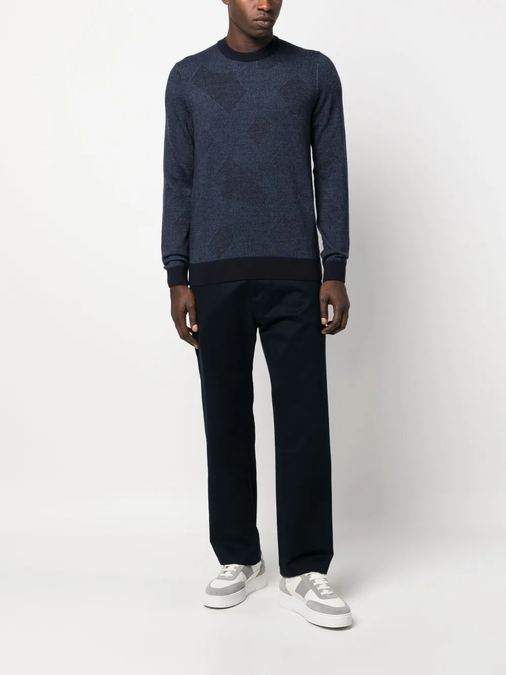BOSS crew-neck virgin wool jumper - Blauw