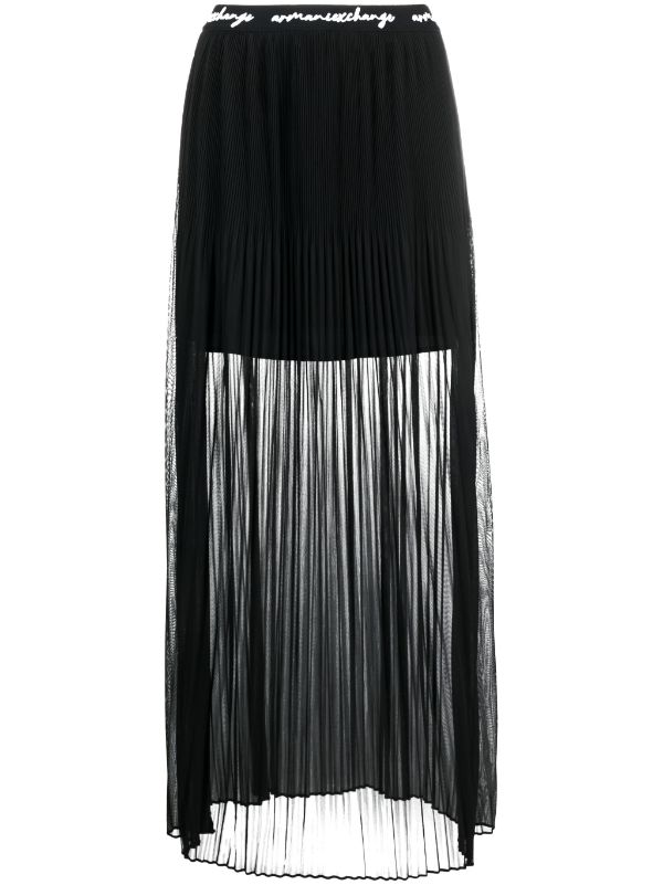Armani Exchange logo-waistband Pleated Maxi Skirt - Farfetch