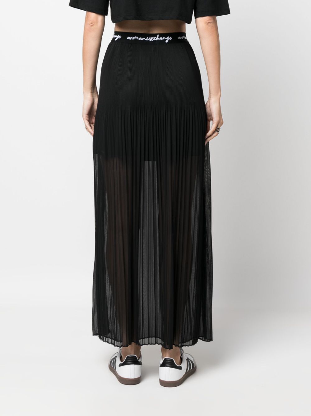 Armani Exchange logo-waistband pleated maxi skirt Women