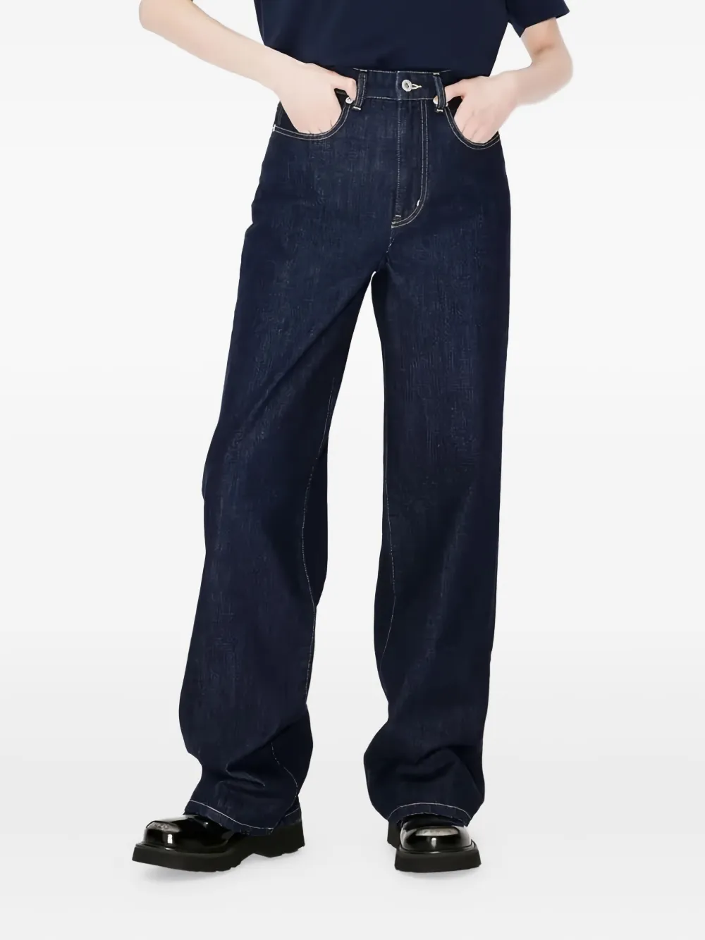 Kenzo logo-patch wide-leg jeans - Blauw