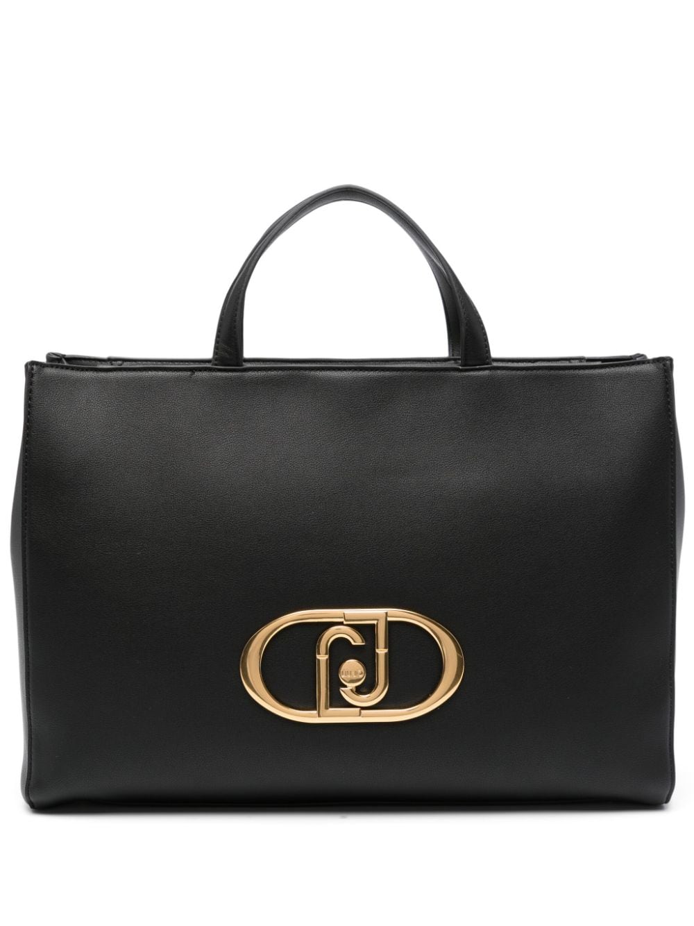 Liu •jo Logo-plaque Faux-leather Tote Bag In Black
