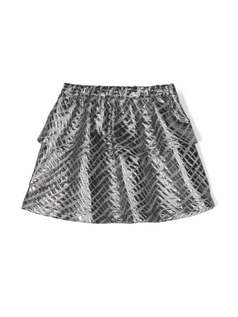 Andorine metallic jacquard A-line miniskirt