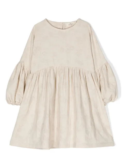 Andorine vestido con motivo floral en jacquard y mangas farol