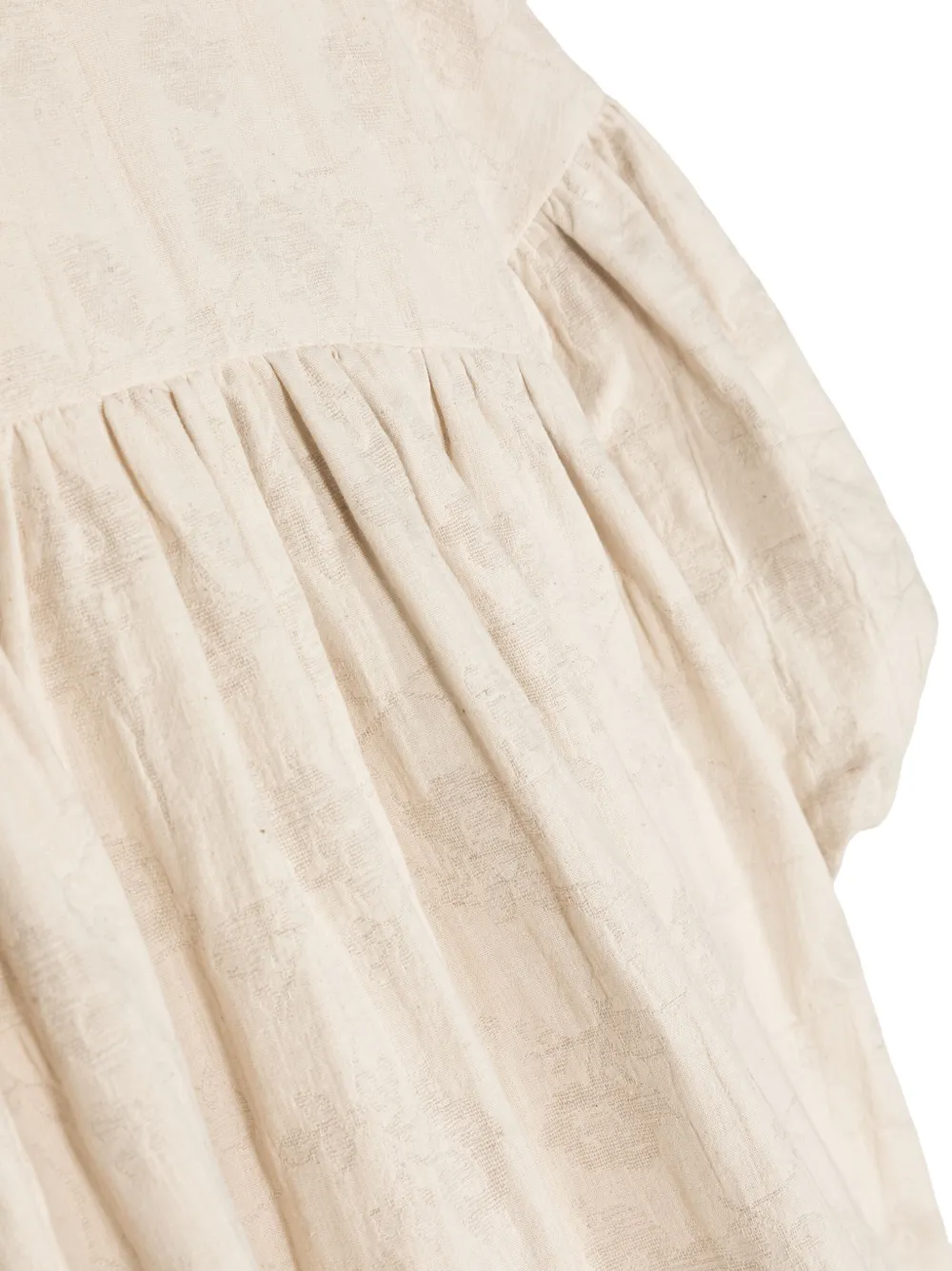 Andorine Floral-jacquard Puff-sleeve Dress In Neutrals