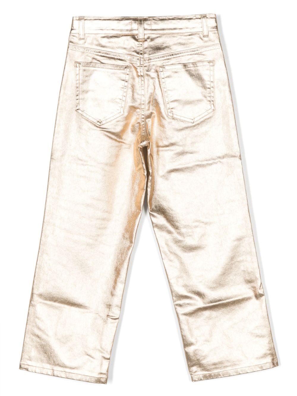 Shop Andorine Metallic-finish Straight-leg Trousers In Gold