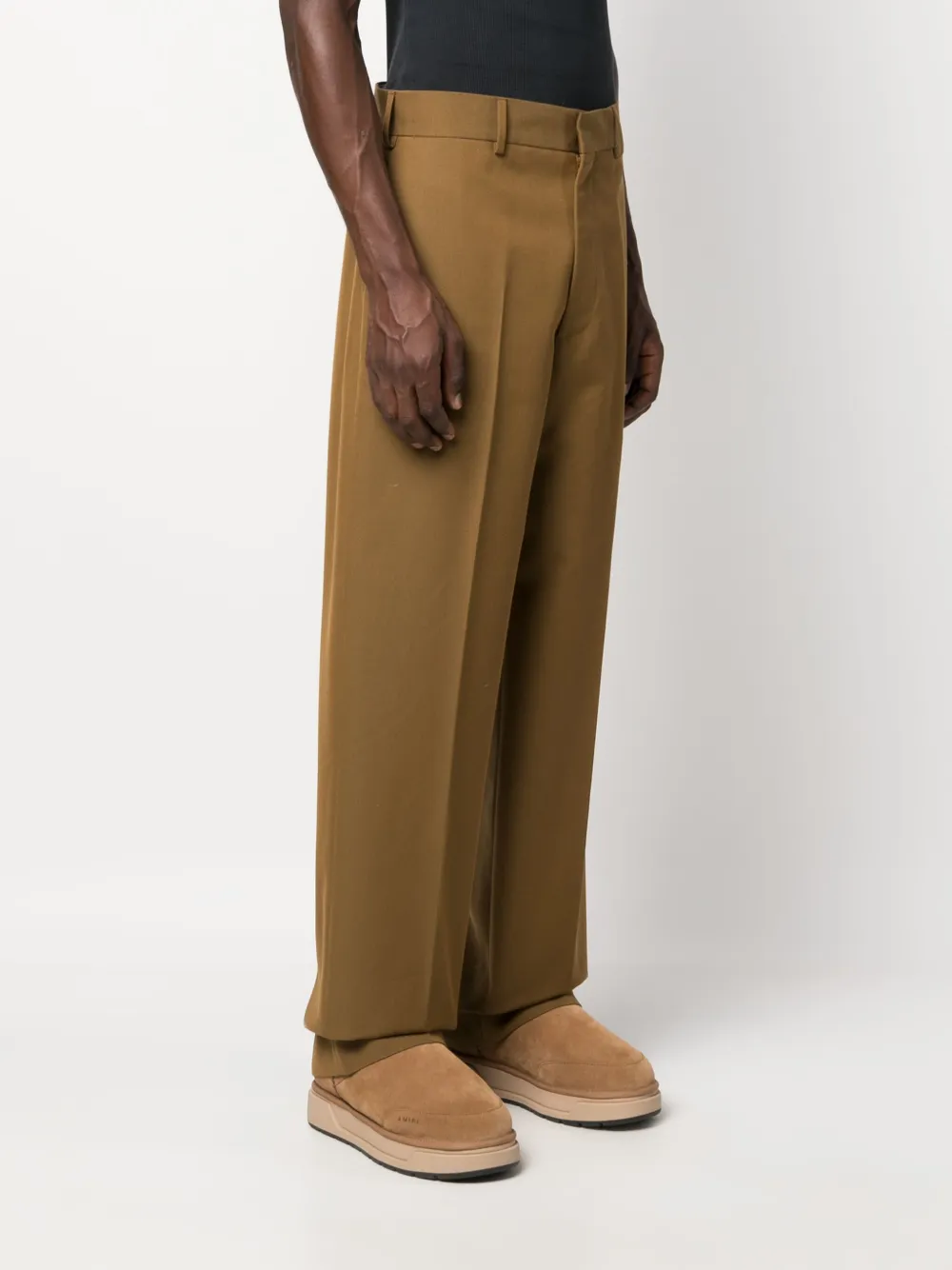 Shop Palm Angels Straight-leg Cotton Trousers In Braun