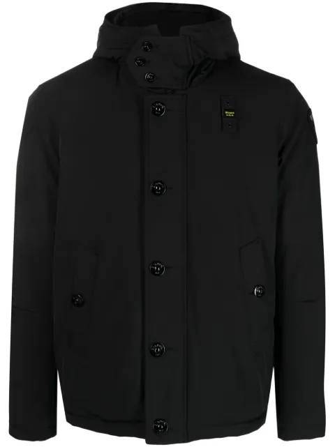 Blauer logo-patch buttoned hooded jacket