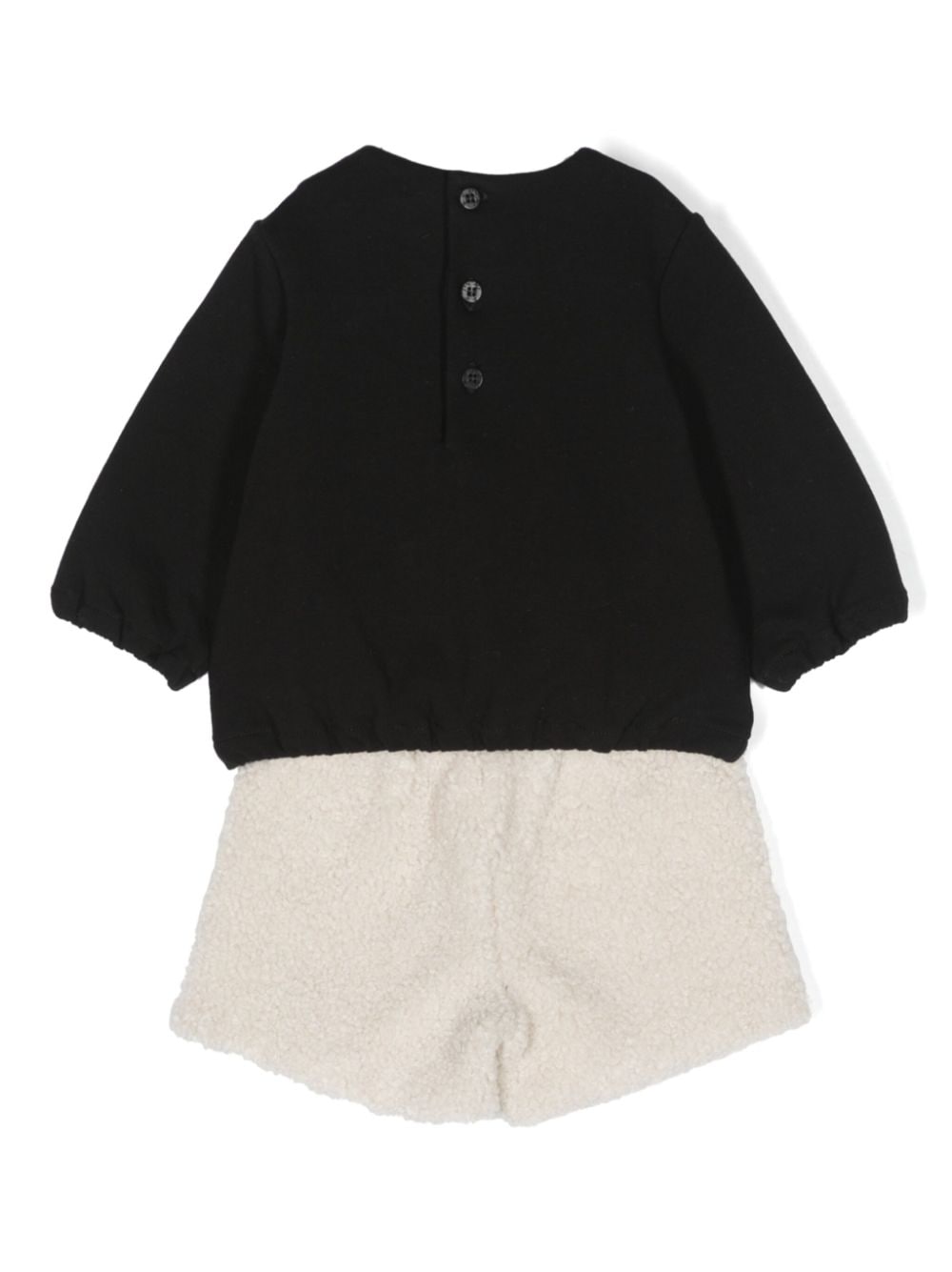 Shop Il Gufo Shearling Cotton Babygrow Set In Black