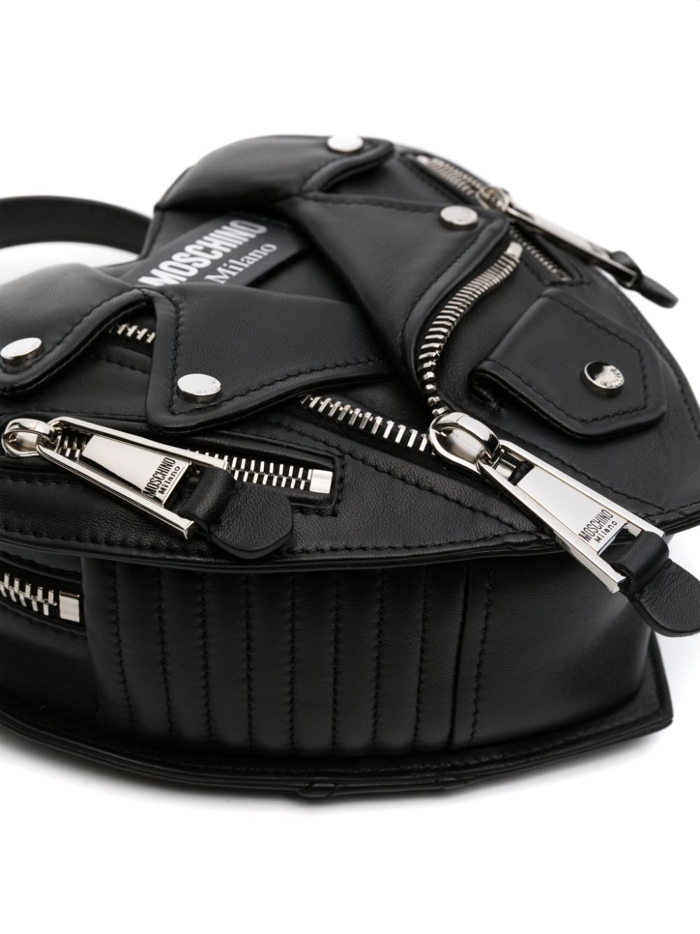 Shop Moschino Biker Heart-shaped Tote Bag In Black
