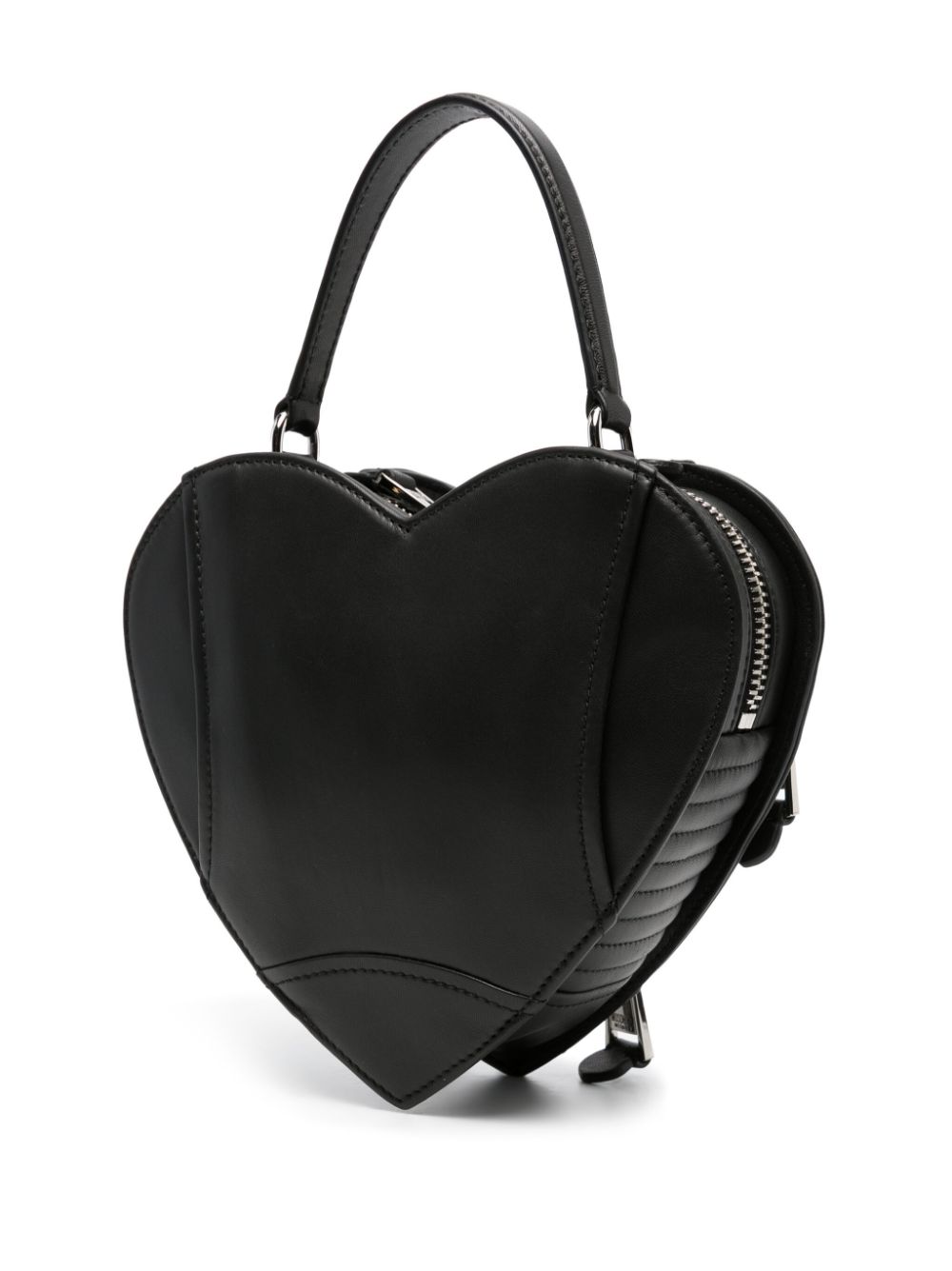 Shop Moschino Biker Heart-shaped Tote Bag In Black