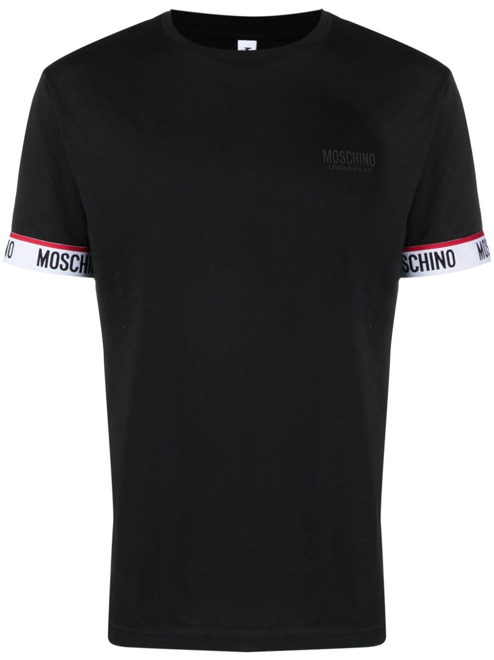 Moschino Logo-tape Detail Cotton T-shirt In Black