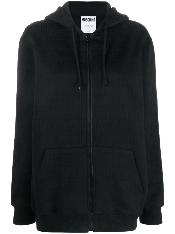 Moschino logo jacquard zip up Hoodie Farfetch
