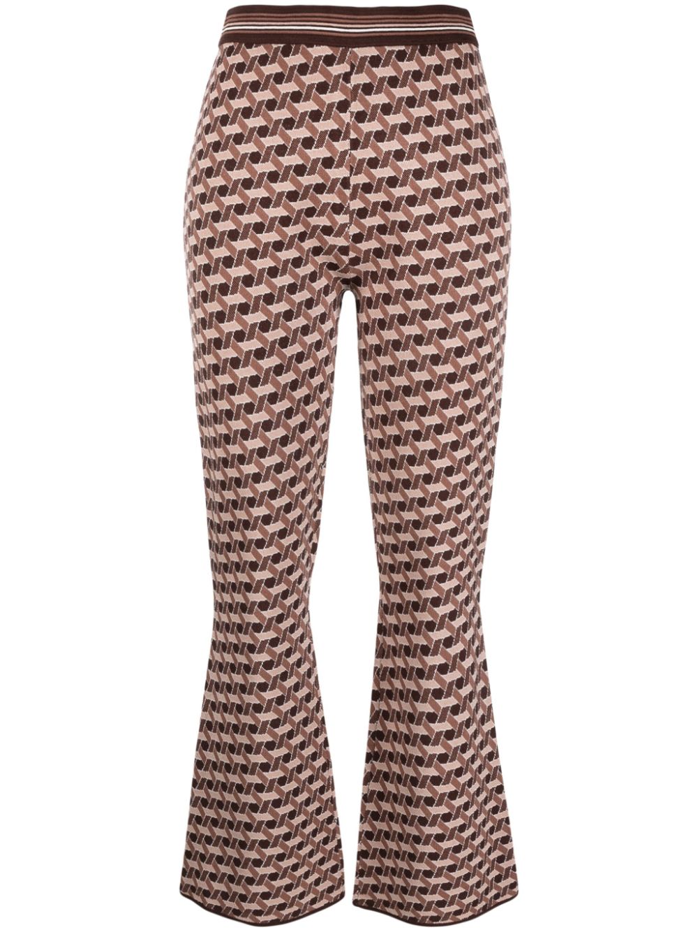 dvf diane von furstenberg pantalon en jacquard à motif géométrique - marron