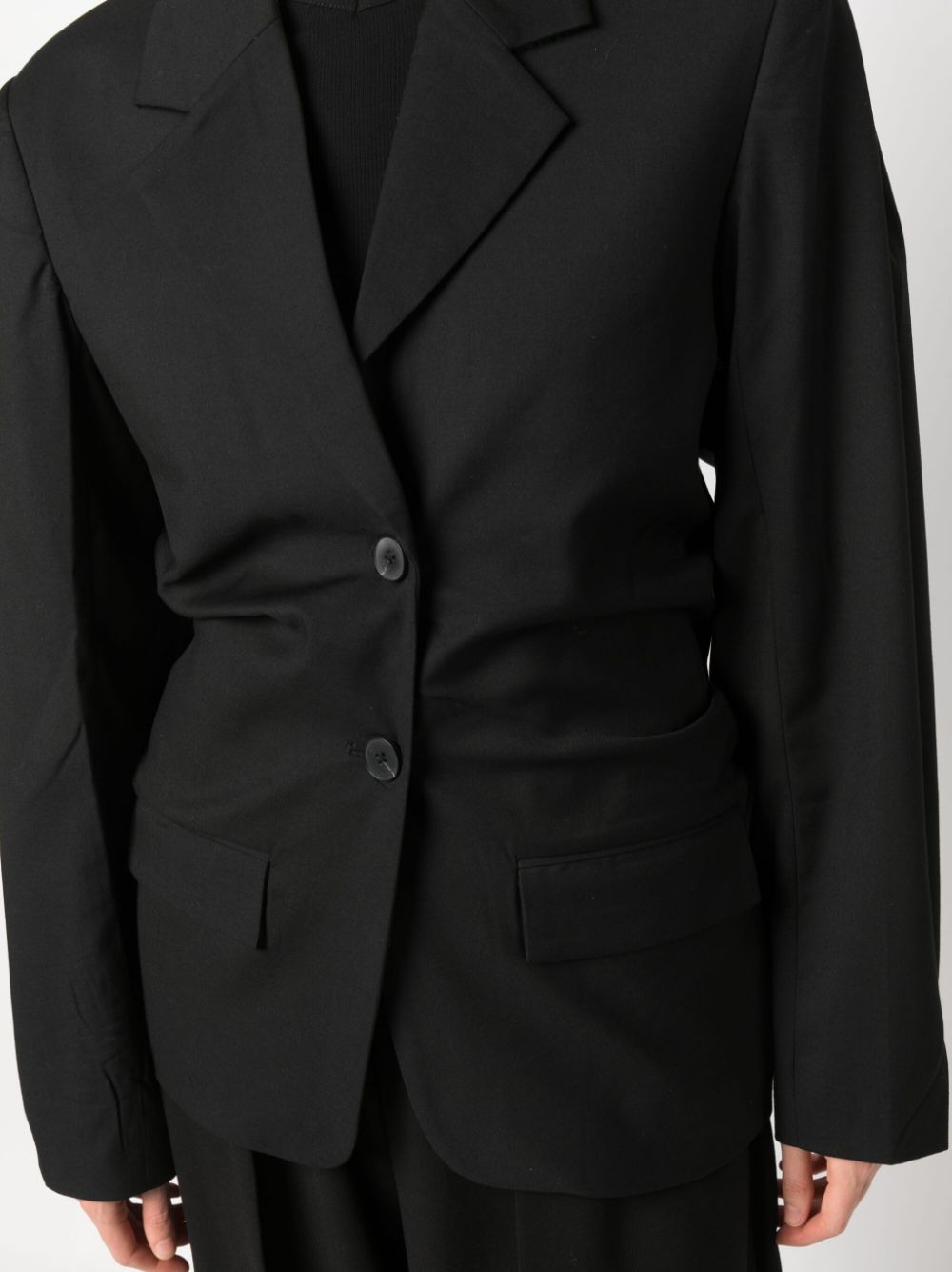Shop Remain Ruched Single Breasted Blazer In Black