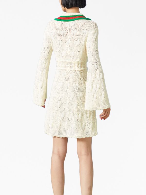 Gucci Long-Sleeve Crochet-knit Dress