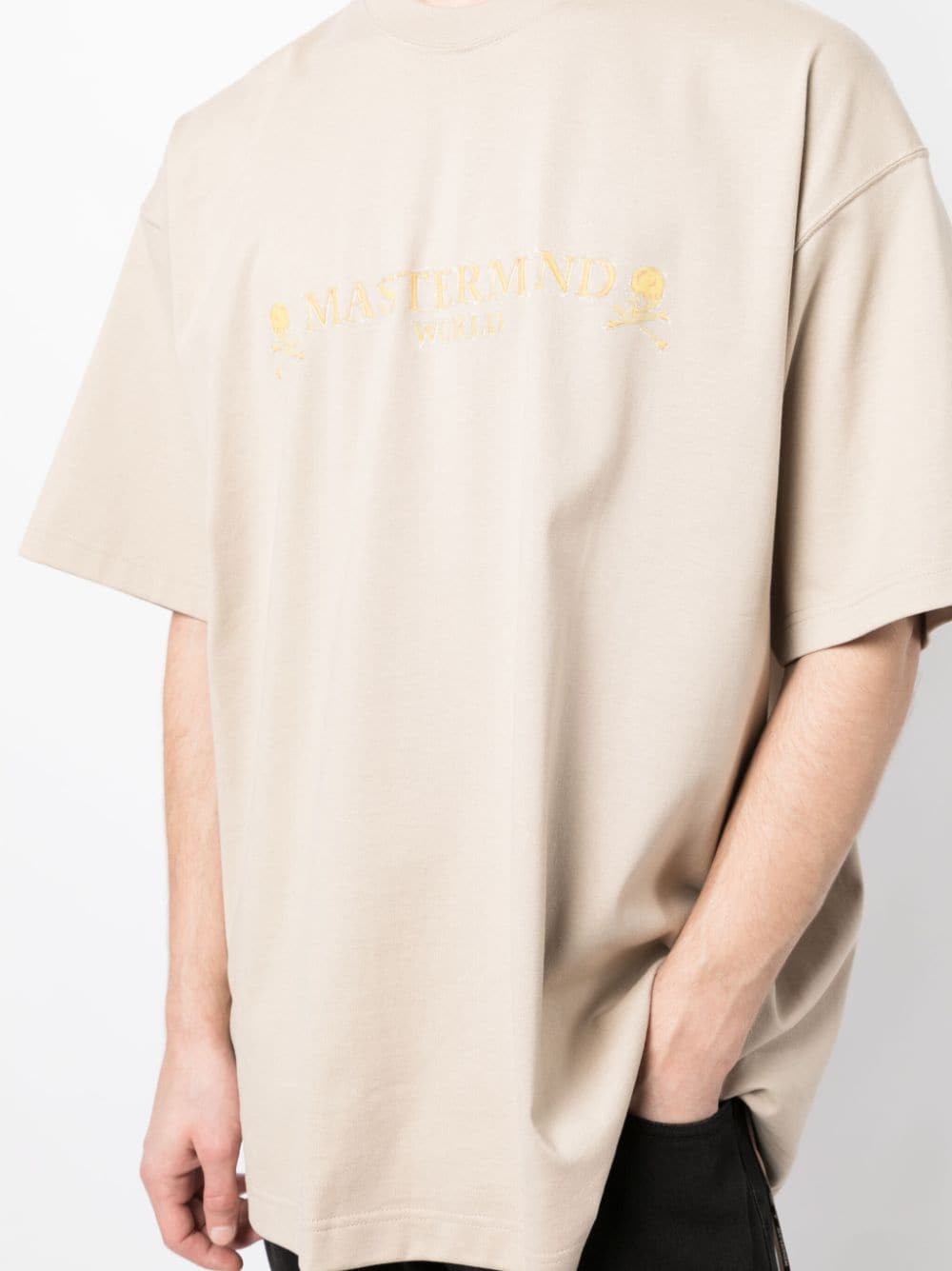 Shop Mastermind Japan Logo-print Cotton T-shirt In Brown