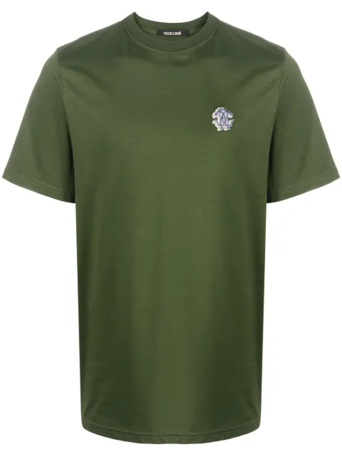 Roberto Cavalli Mirror Snake-embroidered cotton T-shirt