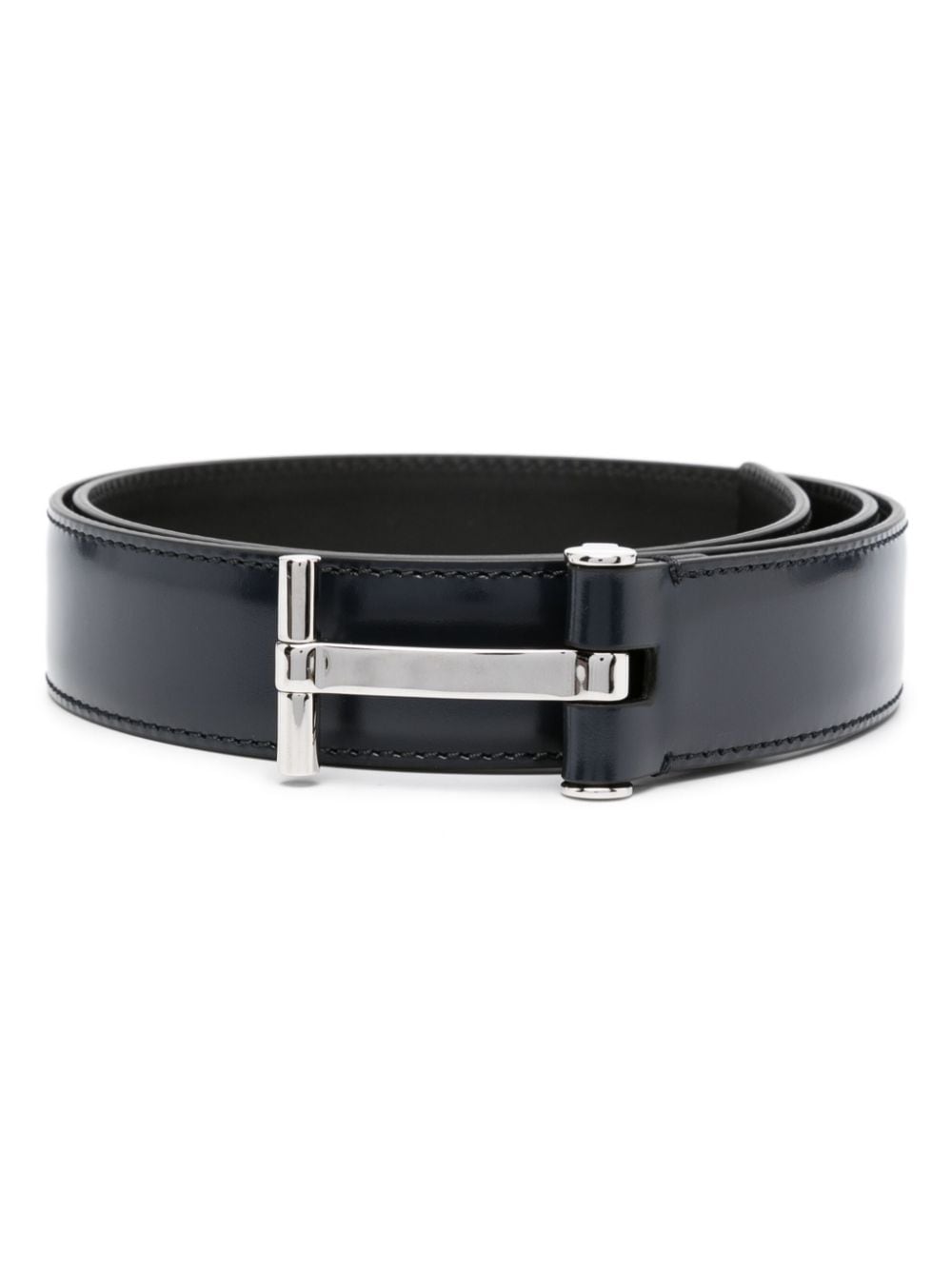 logo-buckle leather belt