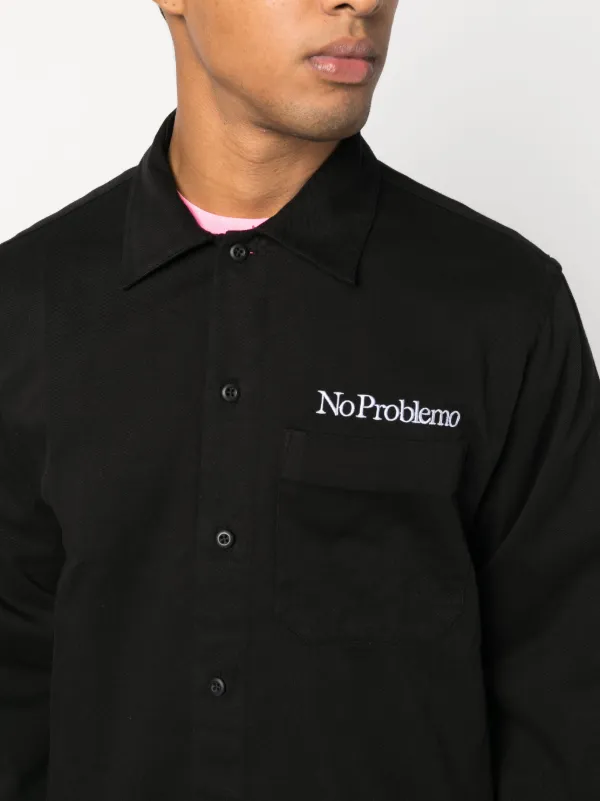 ★ARIES★ Mini Problem Man to Man Black COAR20009BLK COAR200 Aries Mini Problemo embroidered-motif Cotton Shirt | Black